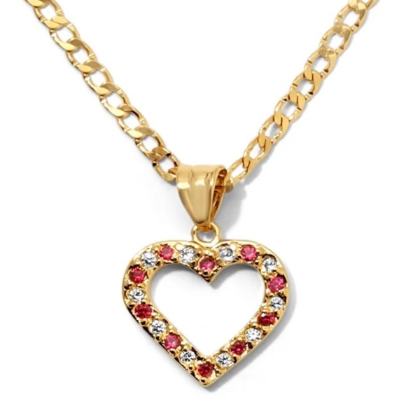NEW Vanessa Mooney THE DAPHNE HEART NECKLACE Ruby Heart Pendant Necklace - Picture 1 of 4